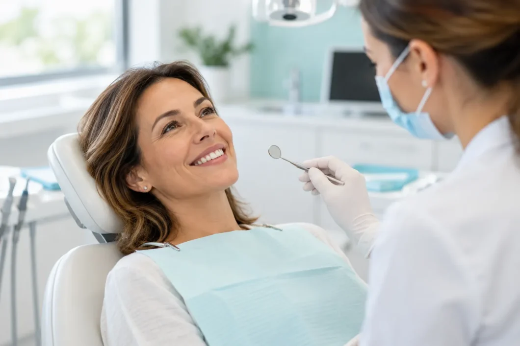 Paciente sonriendo en una revisión dental: ir al dentista aunque no duela