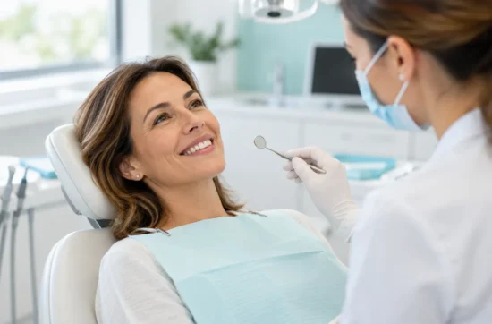 Paciente sonriendo en una revisión dental: ir al dentista aunque no duela