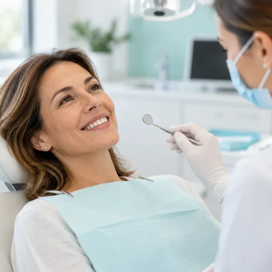 Paciente sonriendo en una revisión dental: ir al dentista aunque no duela